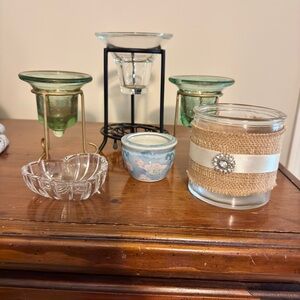 Elegant Glass and Burlap Candle Holder Set